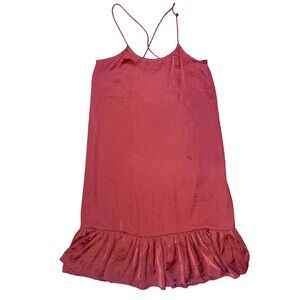Moss Copenhagen Berry Red Jann Dress Slip dress with Ruffle Hem‎ XS